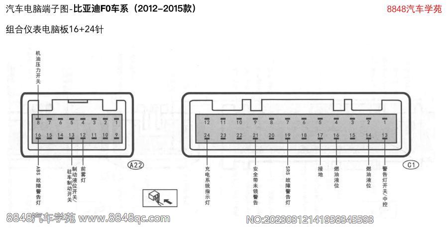 2012-2015年比亚迪F0车系-组合仪表电脑板16 24针